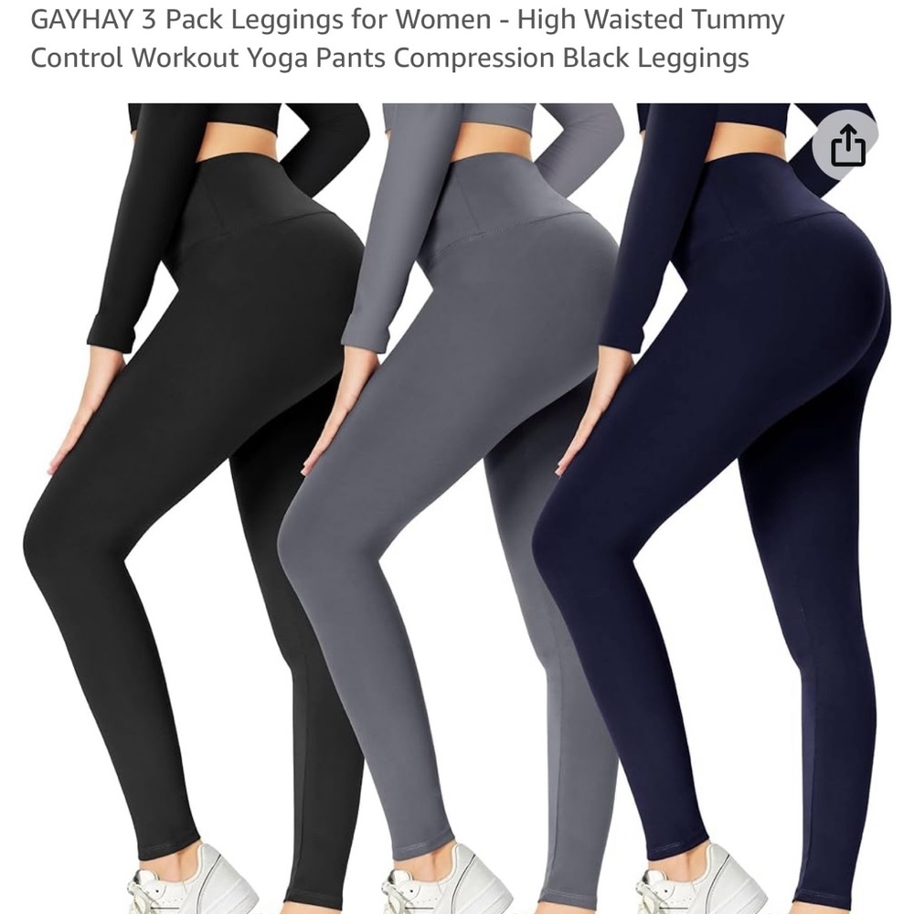 3 pack leggings black, navy & grey - NEW in package